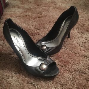 Grey BCBGirls peep toe heels